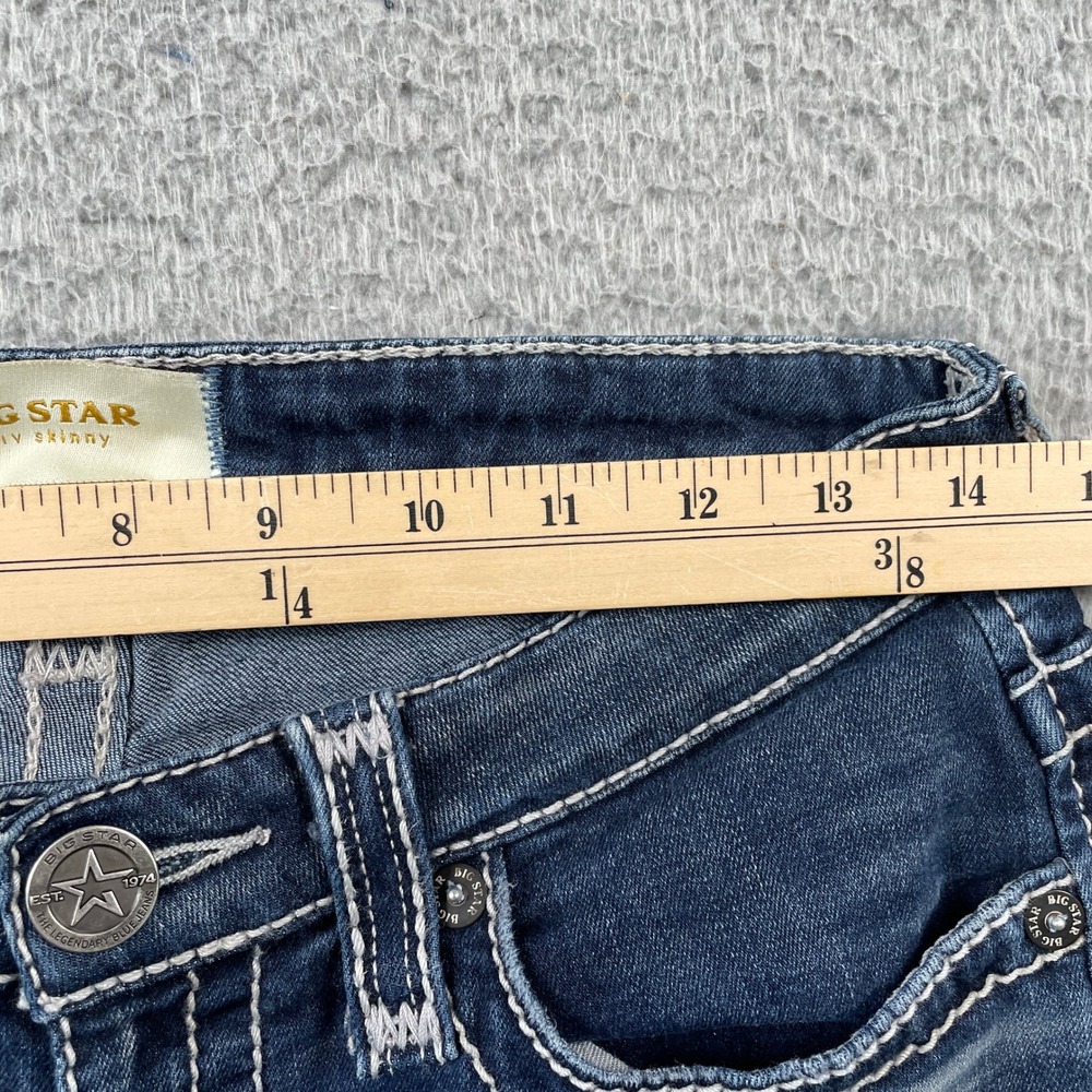Big Star Jeans Womens 26R Blue Liv Skinny Low Rise Thick Stitch Denim Stretch - Picture 7 of 9